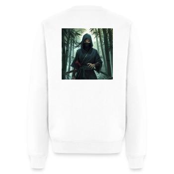 Ninja dans la forêt de bambous - Pull Premium bio Homme - blanc - Dos - Nico (187cm)