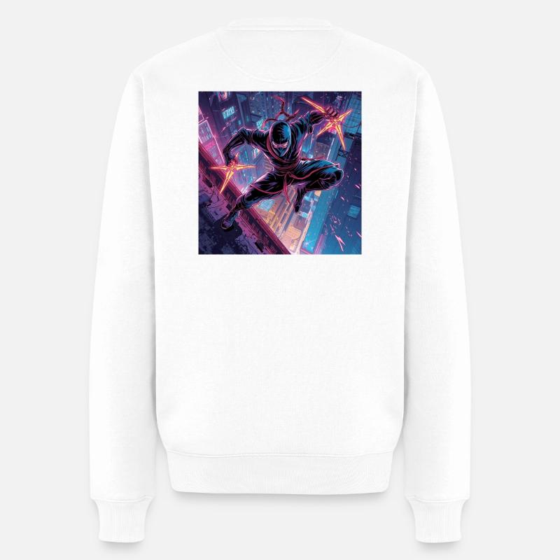 Neon Ninja im Urban-Sprung - Männer Premium Bio Pullover - Weiß