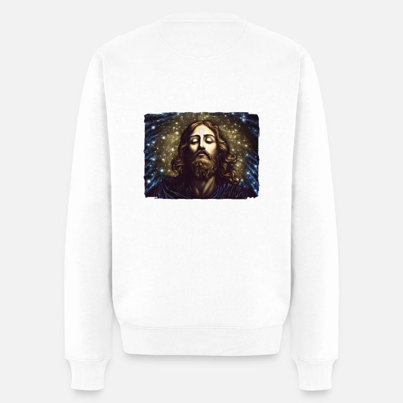 Jesus - Männer Premium Bio Pullover - Weiß