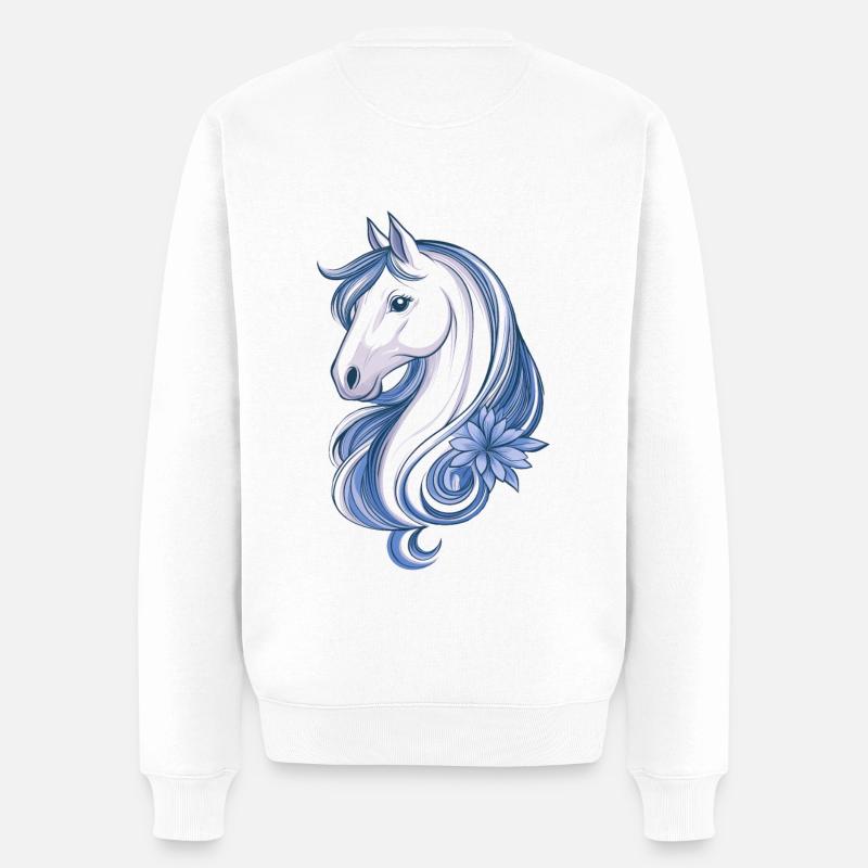 Süßes Pferd - Männer Premium Bio Pullover - Weiß