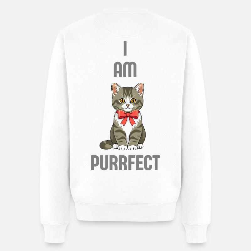 Sigura Design Katze - Männer Premium Bio Pullover - Weiß