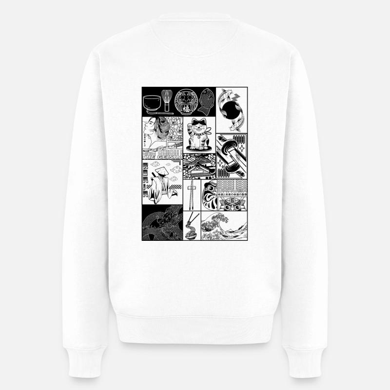 Japanisches Pop-Art-Design schwarz - Männer Premium Bio Pullover - Weiß