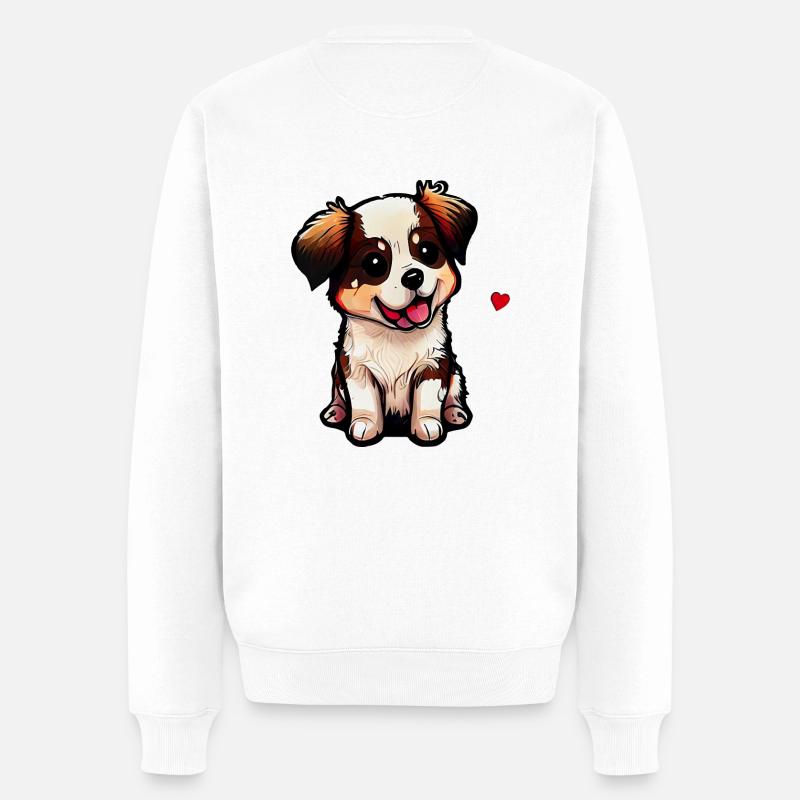 Bébé chien avec cœur: amis à quatre pattes les plus mignons du monde - Pull Premium bio Homme - blanc