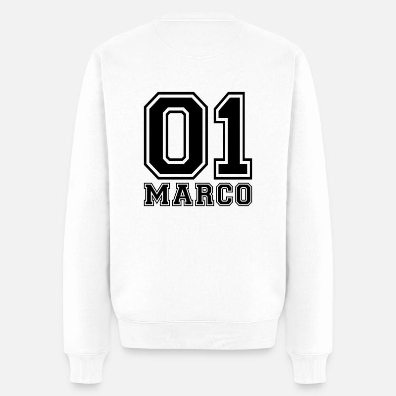 Marco - Name - Männer Premium Bio Pullover - Weiß