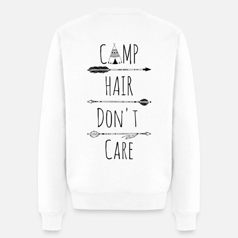 Camp Hair Don't Care - Männer Premium Bio Pullover - Weiß