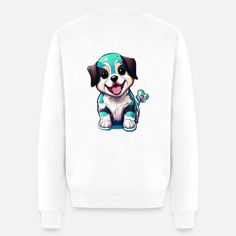 Mignonnerie sous forme de chien. Vigoureux et vibrant - Pull Premium bio Homme - blanc