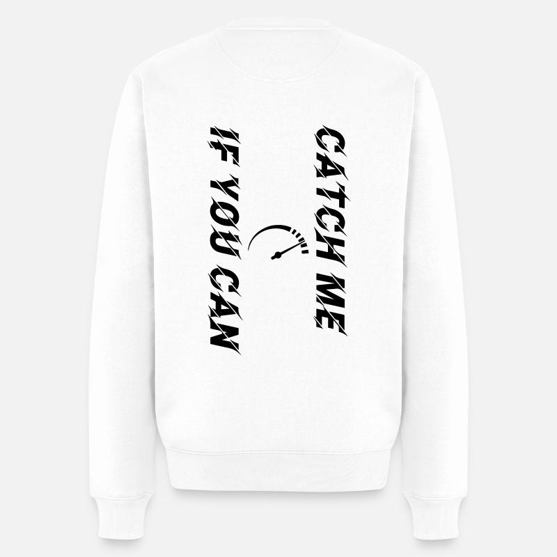 Catch Me If You Can Tacho schwarz personalisierbar - Männer Premium Bio Pullover - Weiß
