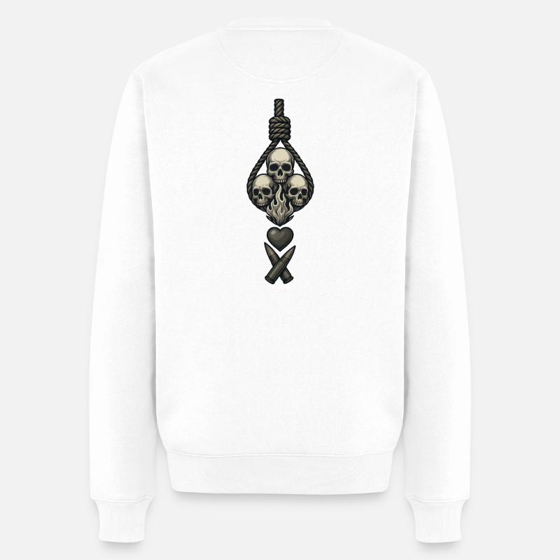 Collection Avi – Crânes et flammes - Pull Premium bio Homme - blanc
