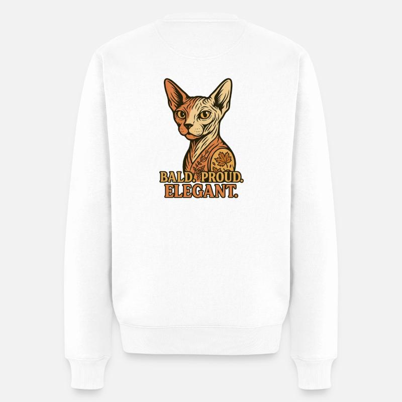 Chat Sphynx - Pull Premium bio Homme - blanc