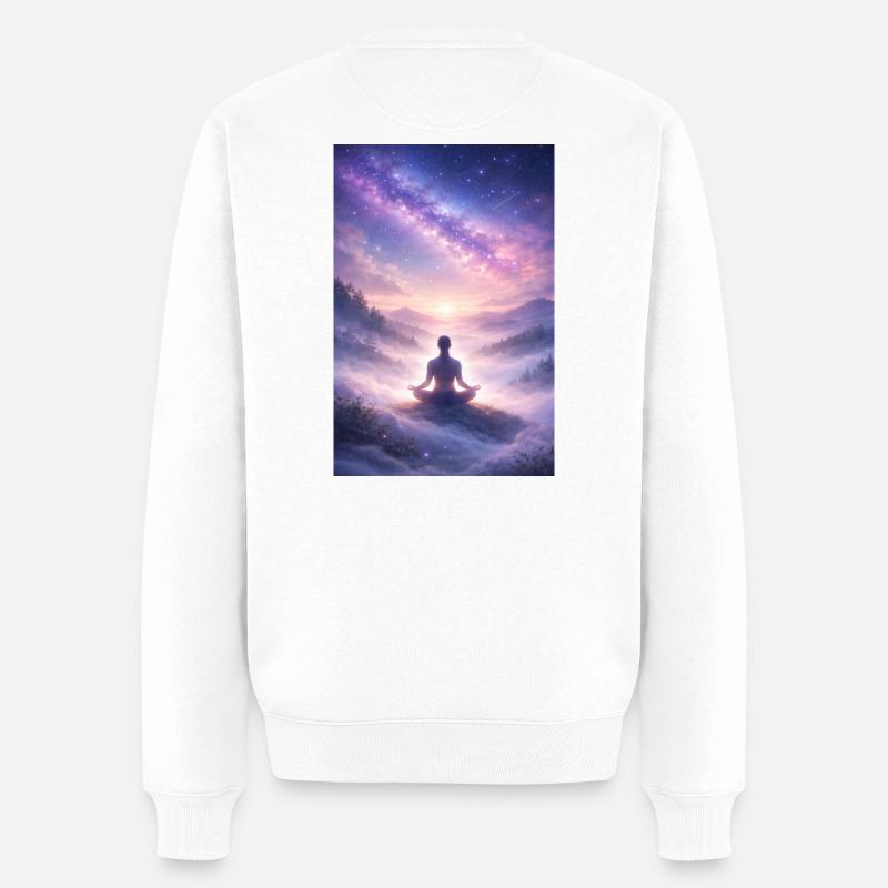 Sternenstille Meditation - Männer Premium Bio Pullover - Weiß