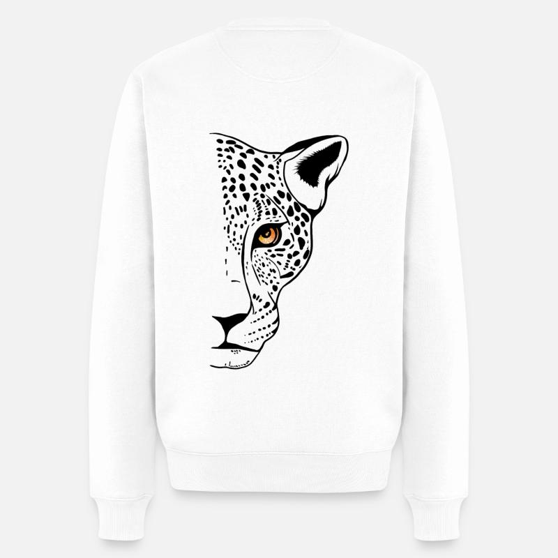 Leopard Raubkatze Animal Print Cool - Männer Premium Bio Pullover - Weiß
