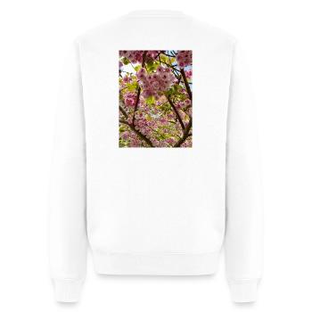 Kirschblütenzauber im Frühling - Männer Premium Bio Pullover - Weiß - Hinten - Nico (187cm)