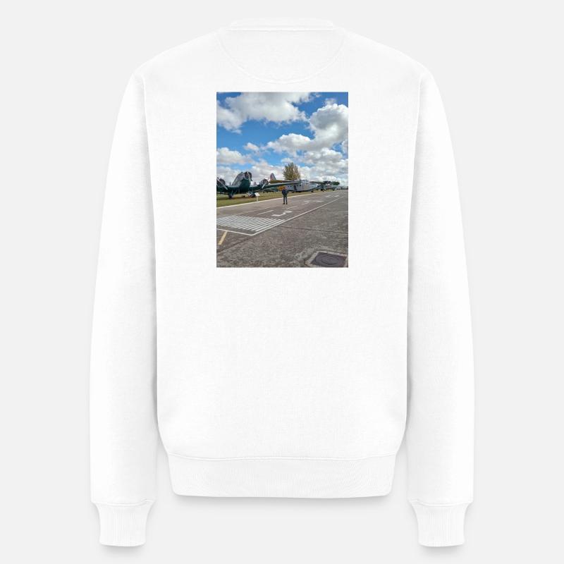 Klassische Luftfahrt auf der Bühne - Männer Premium Bio Pullover - Weiß