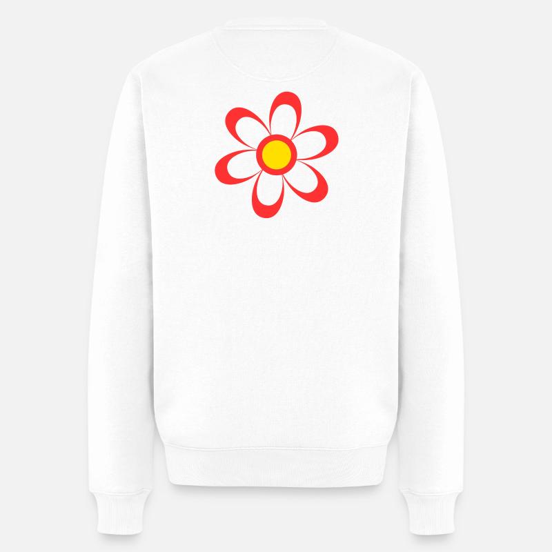 fleur disco, vintage, flower power - Pull Premium bio Homme - blanc