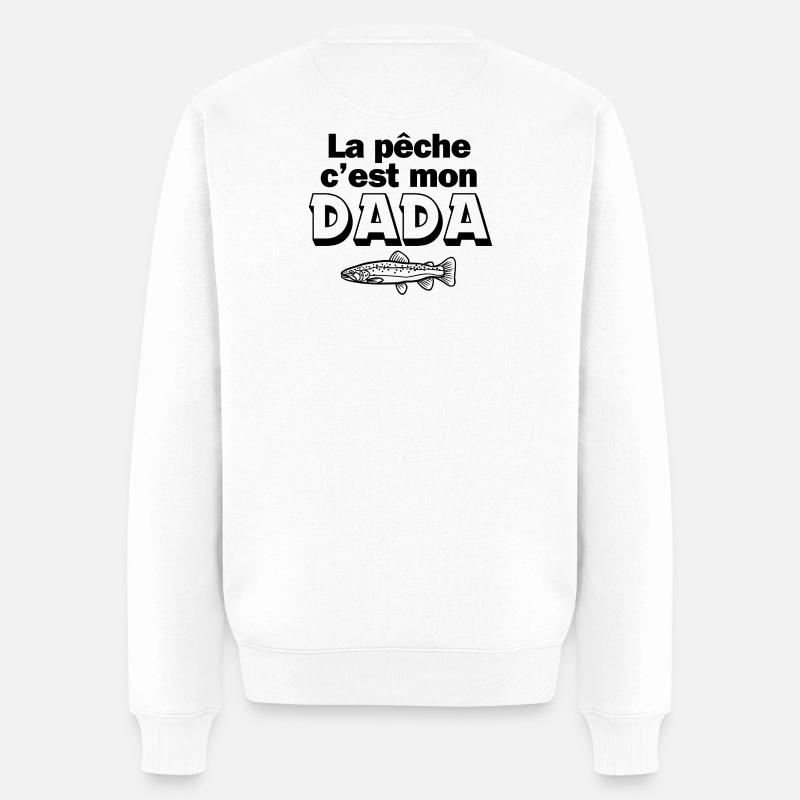 pêche, pêcheur, canne à pêche - Pull Premium bio Homme - blanc
