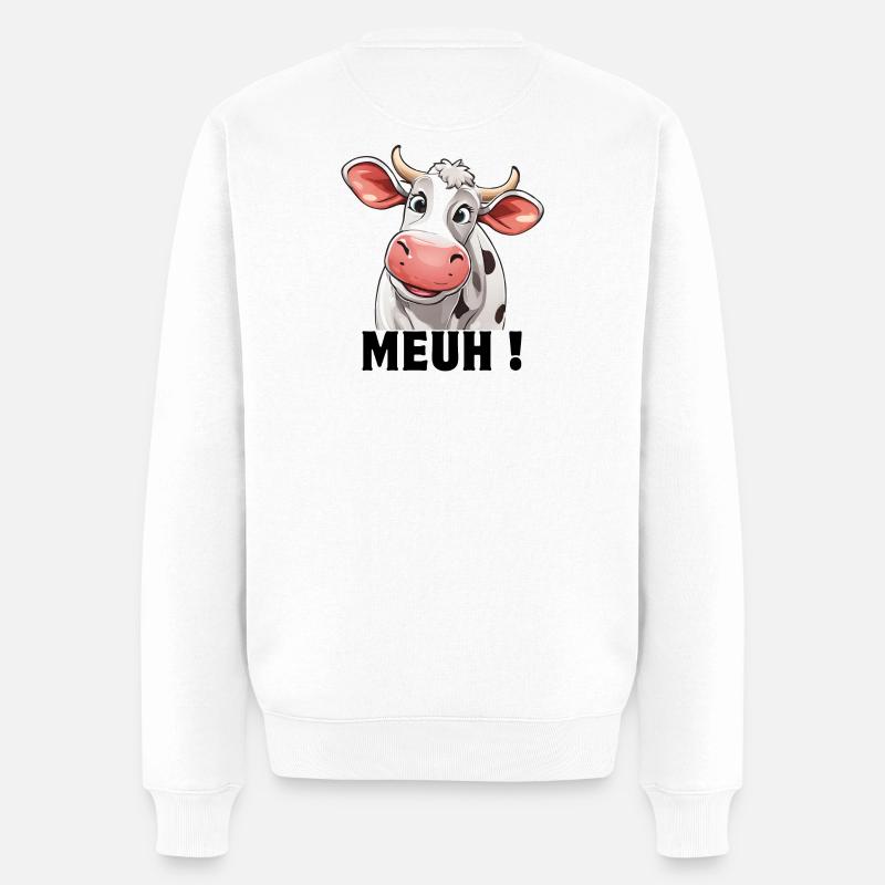 vache, vache laitière, éleveur de vaches - Pull Premium bio Homme - blanc
