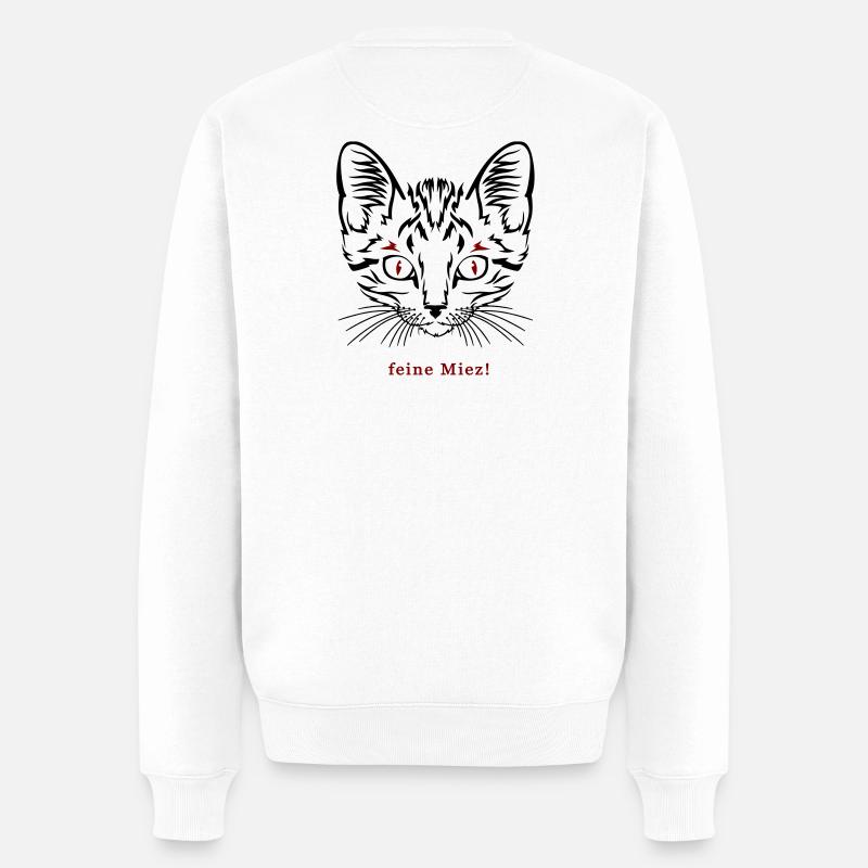 Katze, feine Miez - Männer Premium Bio Pullover - Weiß