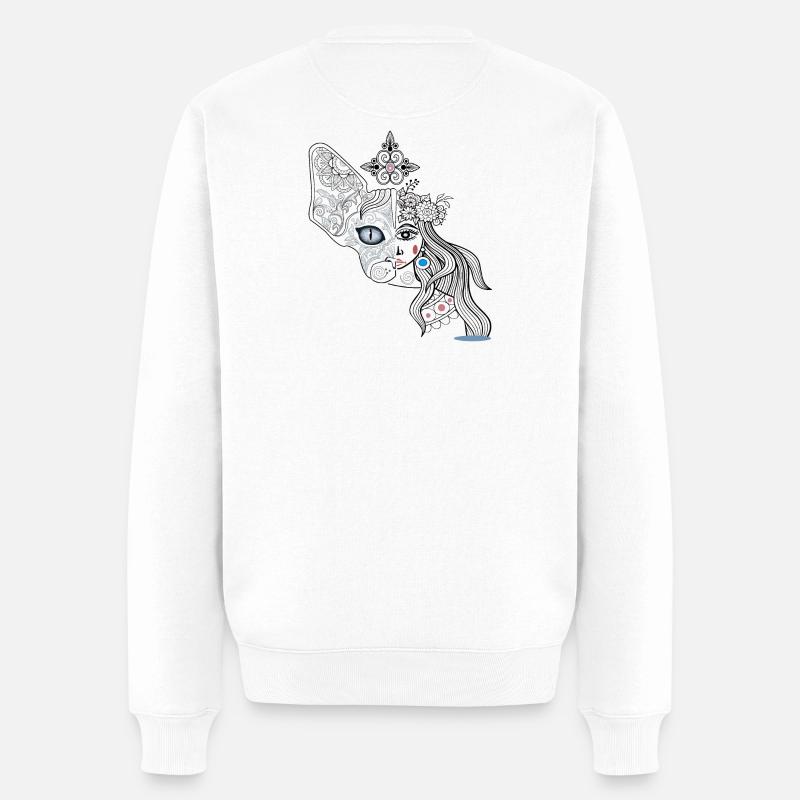 Gesichter aus Hund und Mädchen - Männer Premium Bio Pullover - Weiß