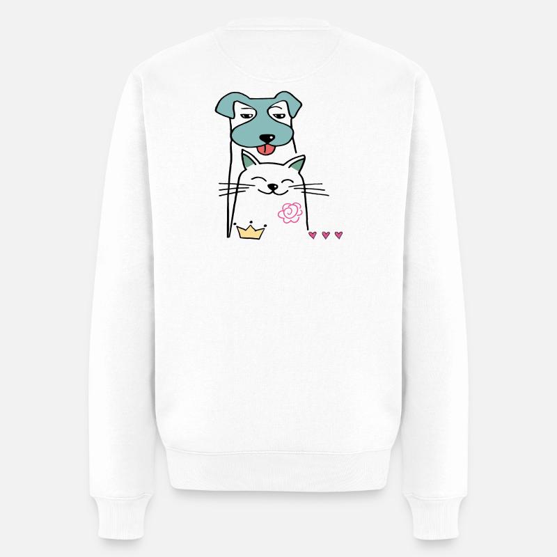 Chien et chat - Pull Premium bio Homme - blanc