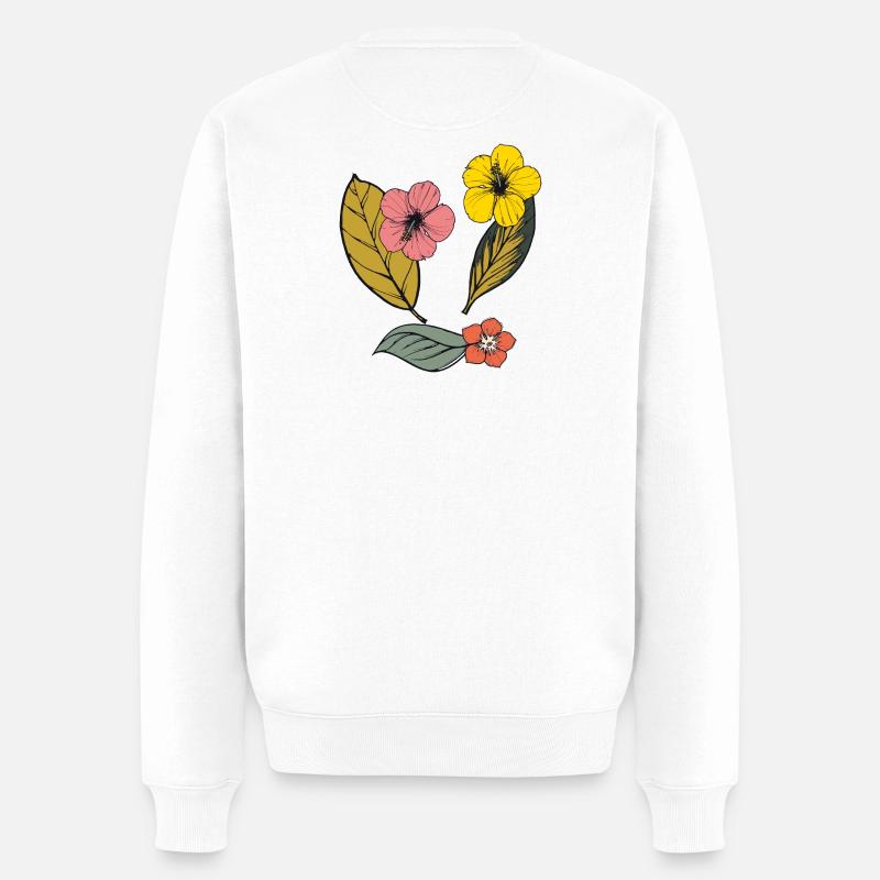 Autumn floral, Hibiskus - Männer Premium Bio Pullover - Weiß