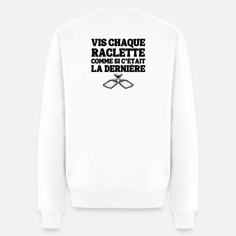 Raclette, Käse, geschmolzener Käse - Männer Premium Bio Pullover - Weiß