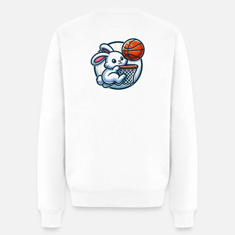 Niedlicher Korbjäger Hase - Männer Premium Bio Pullover - Weiß