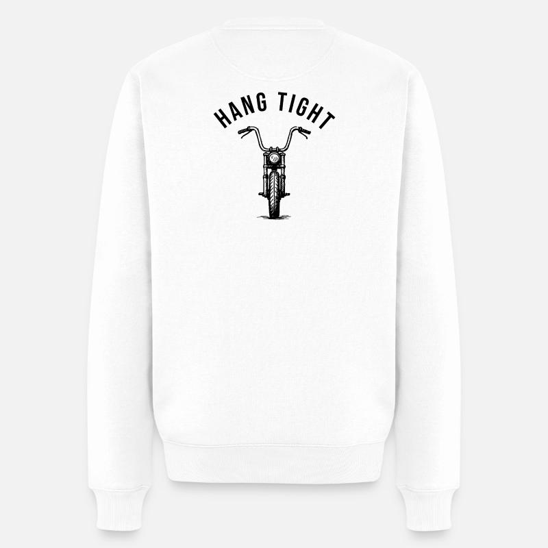 Hang tight motorcycle ape hanger - Männer Premium Bio Pullover - Weiß