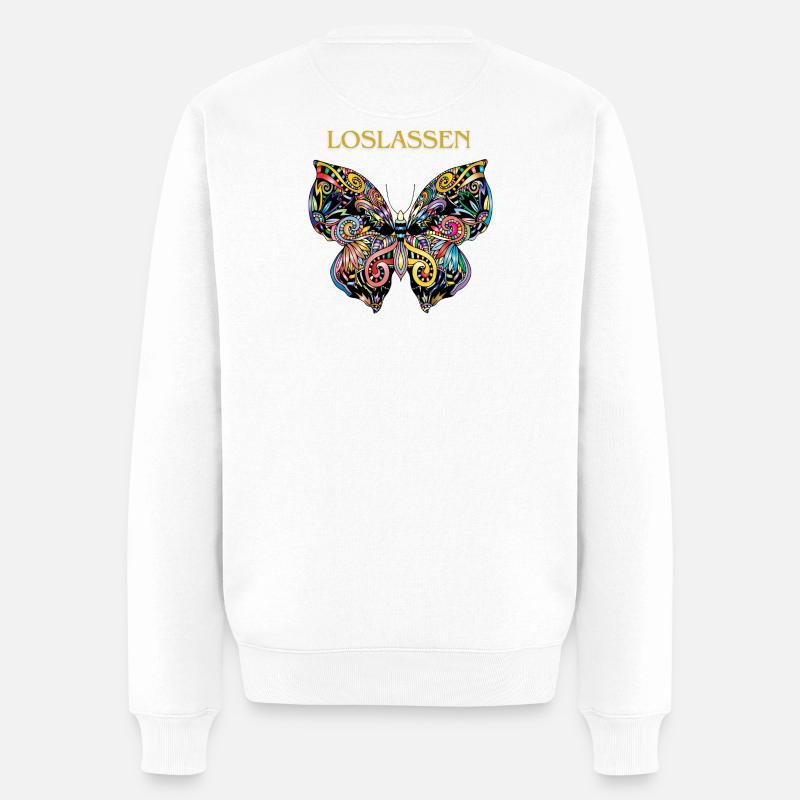 magic butterfly LOSLASSEN - Männer Premium Bio Pullover - Weiß