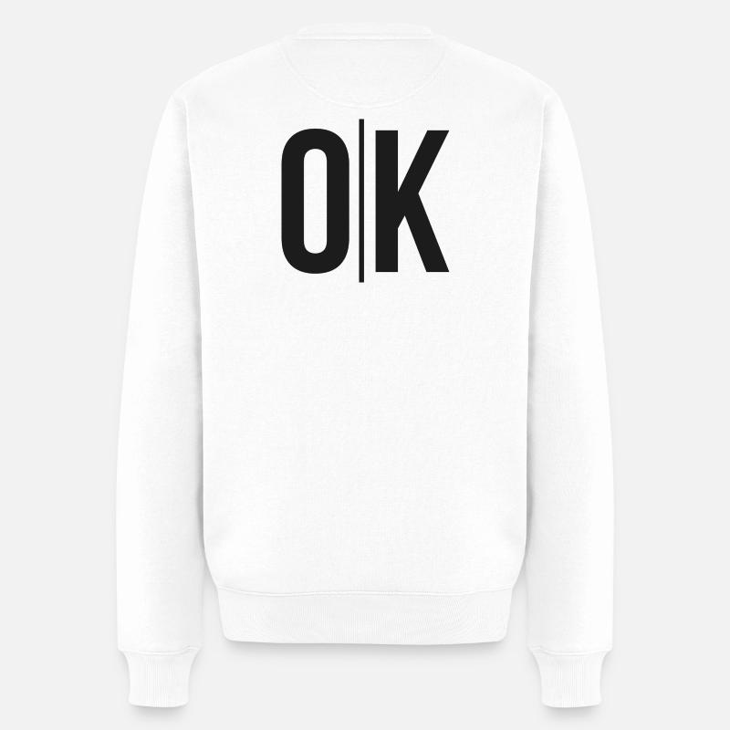 OK Split Monochrome Logo - Männer Premium Bio Pullover - Weiß