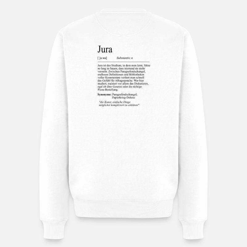 Unispruch "Jura" Student Geschenk, Studenten - Männer Premium Bio Pullover - Weiß