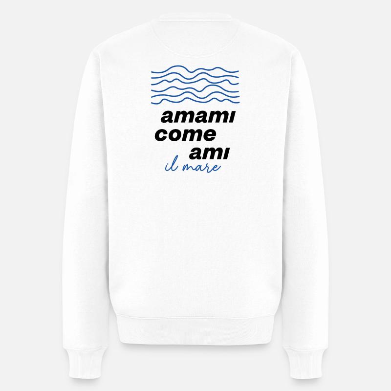 Vagues bleues La mer Design - Pull Premium bio Homme - blanc