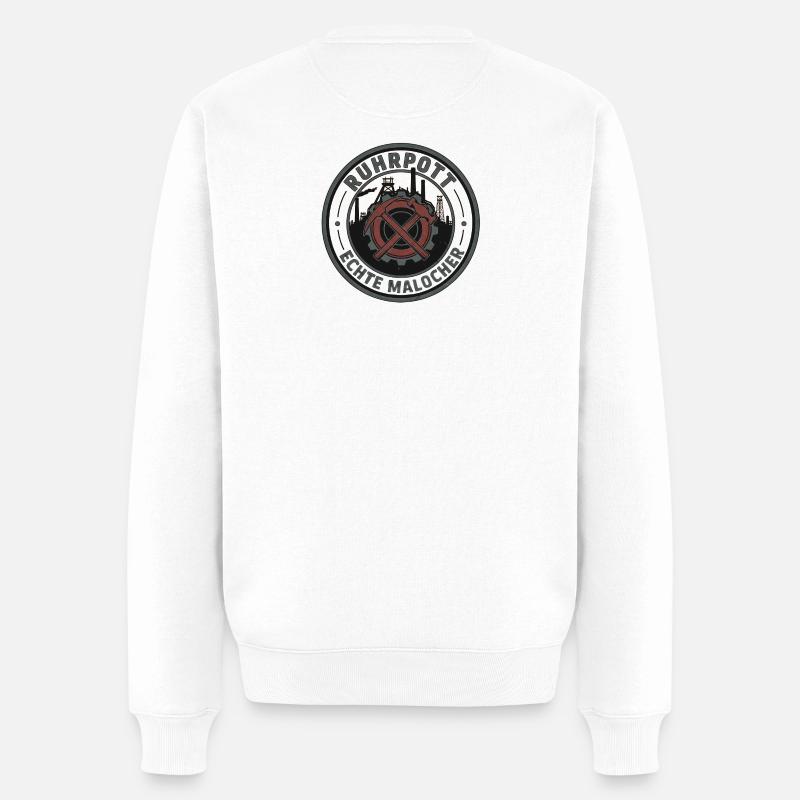 Ruhrpott Echte Malocher Patch - Männer Premium Bio Pullover - Weiß