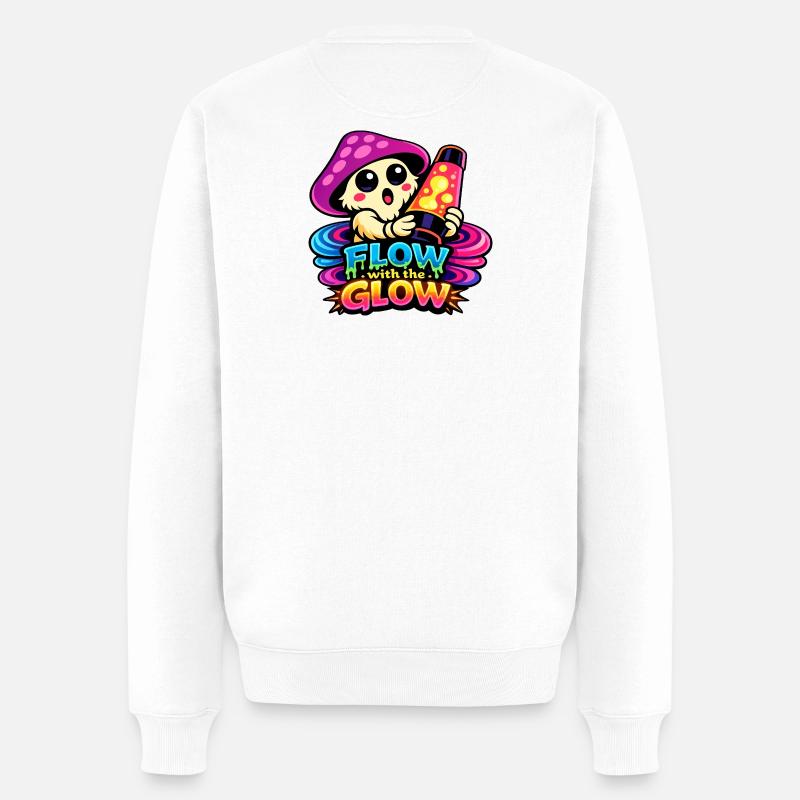 Pilz Lava Lampe Flow - Männer Premium Bio Pullover - Weiß