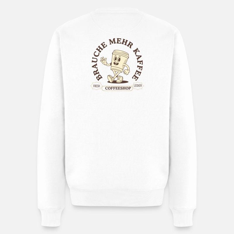 Brauche mehr Kaffee - Männer Premium Bio Pullover - Weiß