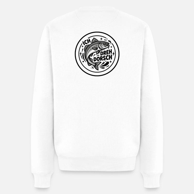 Ich dreh Dorsch - Männer Premium Bio Pullover - Weiß