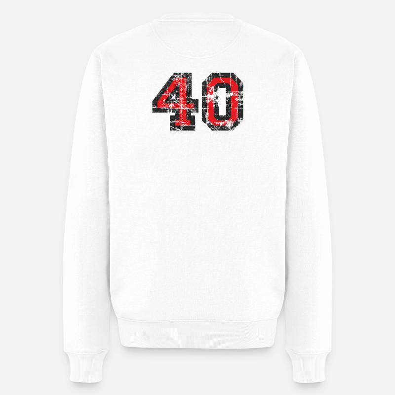 Zahl 40 (Vintage Rot) 40. Geburtstag Nr. 40 - Männer Premium Bio Pullover - Weiß