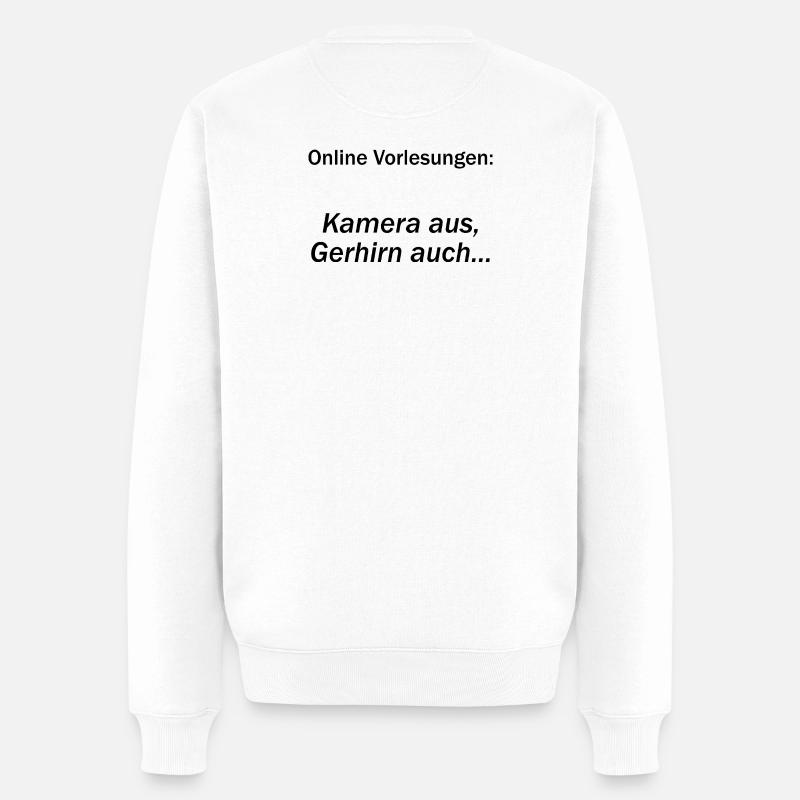 Unispruch "Online Vorlesungen" Geschenk, Studenten - Männer Premium Bio Pullover - Weiß