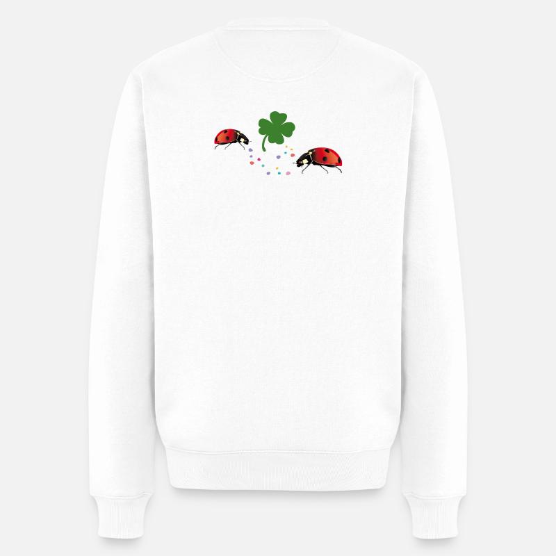 Marienkäfer Kleeblatt Glück - Männer Premium Bio Pullover - Weiß