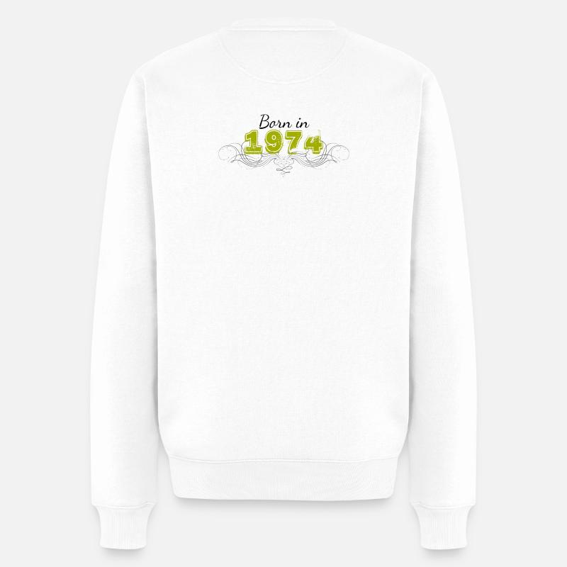 Born in 1974 - Männer Premium Bio Pullover - Weiß