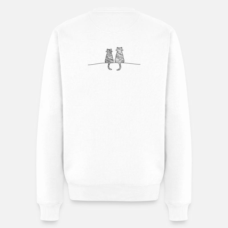 Katzen niedliches Katzenpaar skizziert - Männer Premium Bio Pullover - Weiß