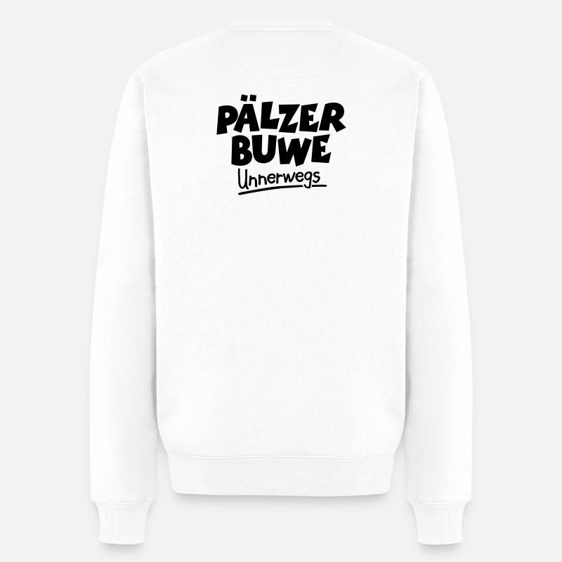 Pälzer Buwe Unnerwegs - Pfälzer Männer auf Tour - Männer Premium Bio Pullover - Weiß