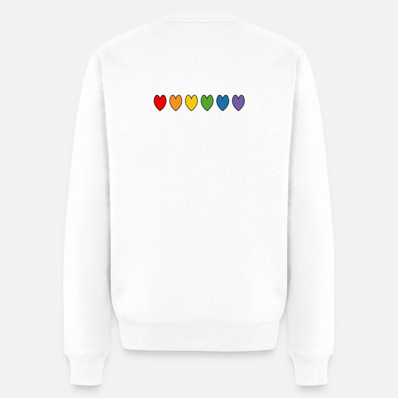 Coeurs arc-en-ciel - Pull Premium bio Homme - blanc