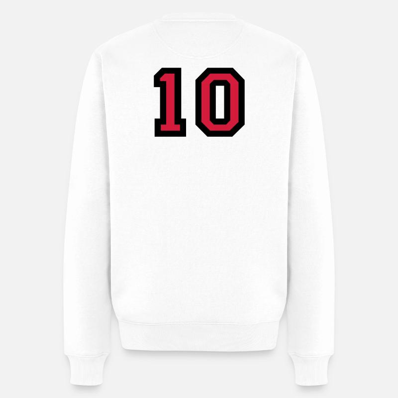 Zahl 10 - Nummer 10 (Rot) Nr. 10 - Männer Premium Bio Pullover - Weiß