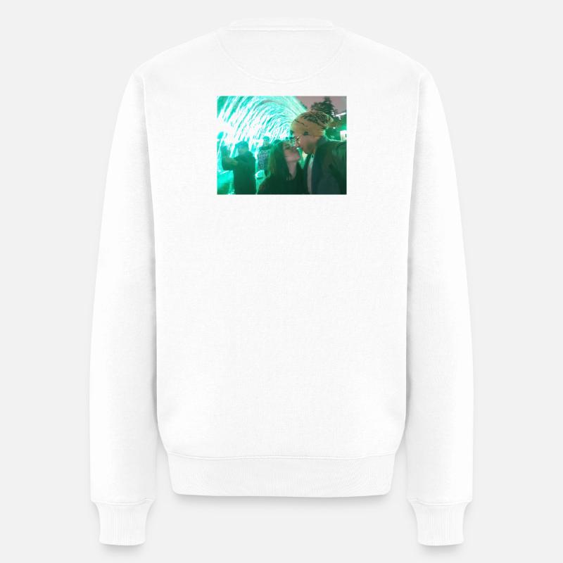 Küsse unter grünem Neon - Männer Premium Bio Pullover - Weiß
