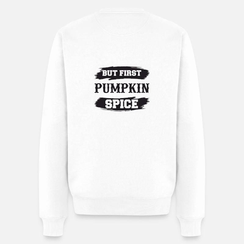 but first pumpkin spice - Männer Premium Bio Pullover - Weiß