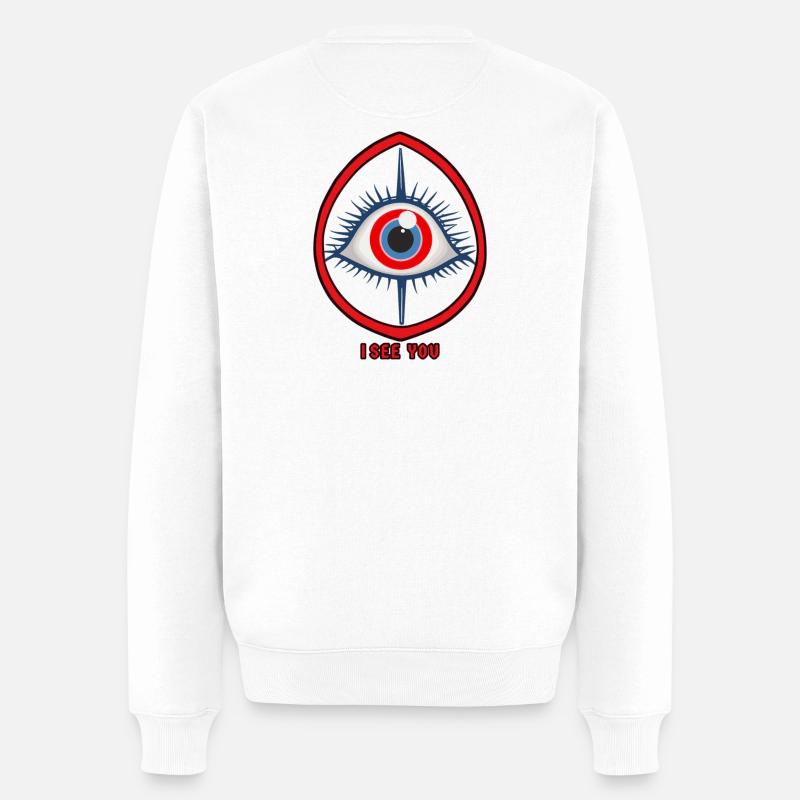 Allsehendes Auge - Männer Premium Bio Pullover - Weiß