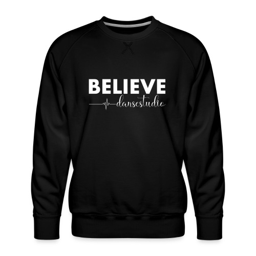 Hvit logo Believe - Premium-genser for menn