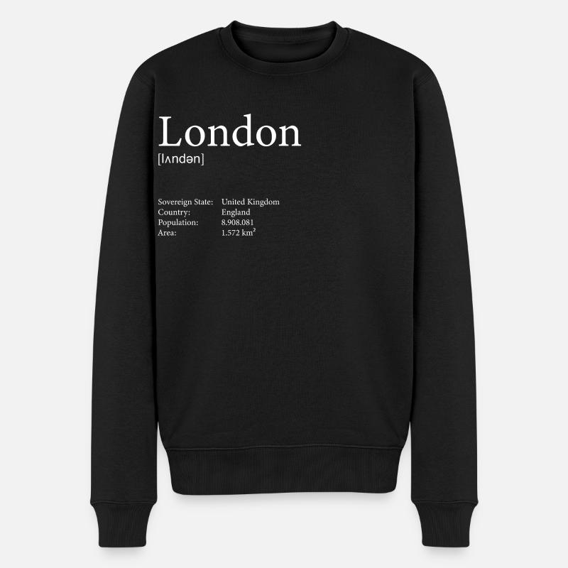 London - Männer Premium Bio Pullover - Schwarz