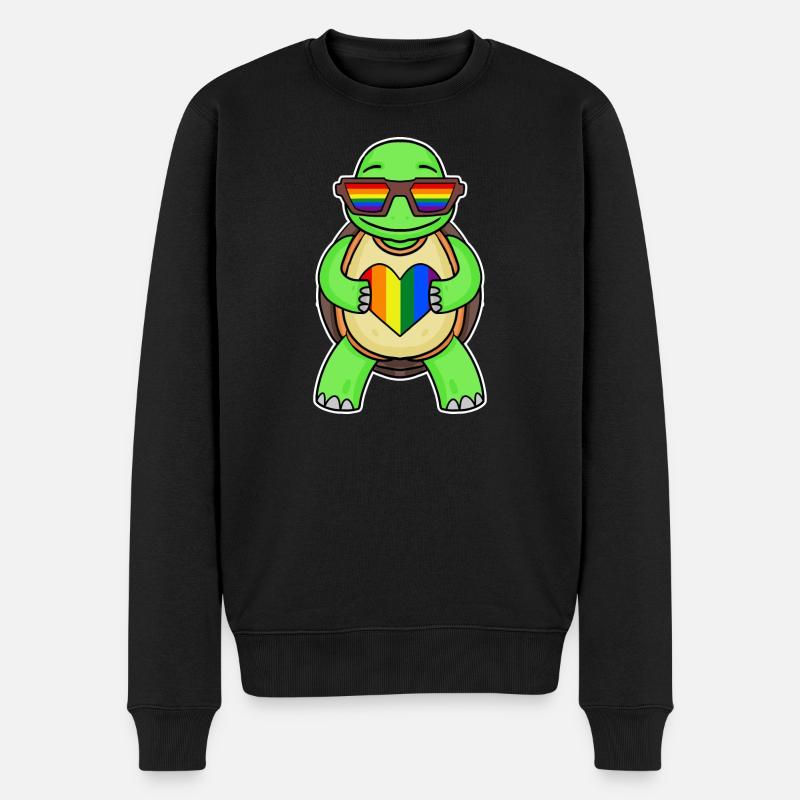 Regenbogen Schildkröte - Männer Premium Bio Pullover - Schwarz