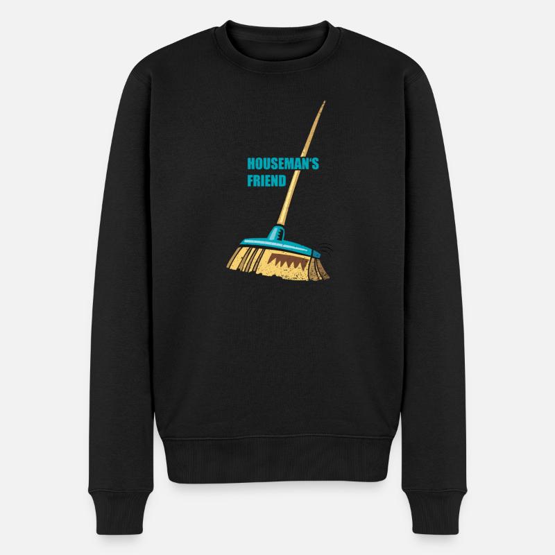 broom housemans friend | Besen - Männer Premium Bio Pullover - Schwarz